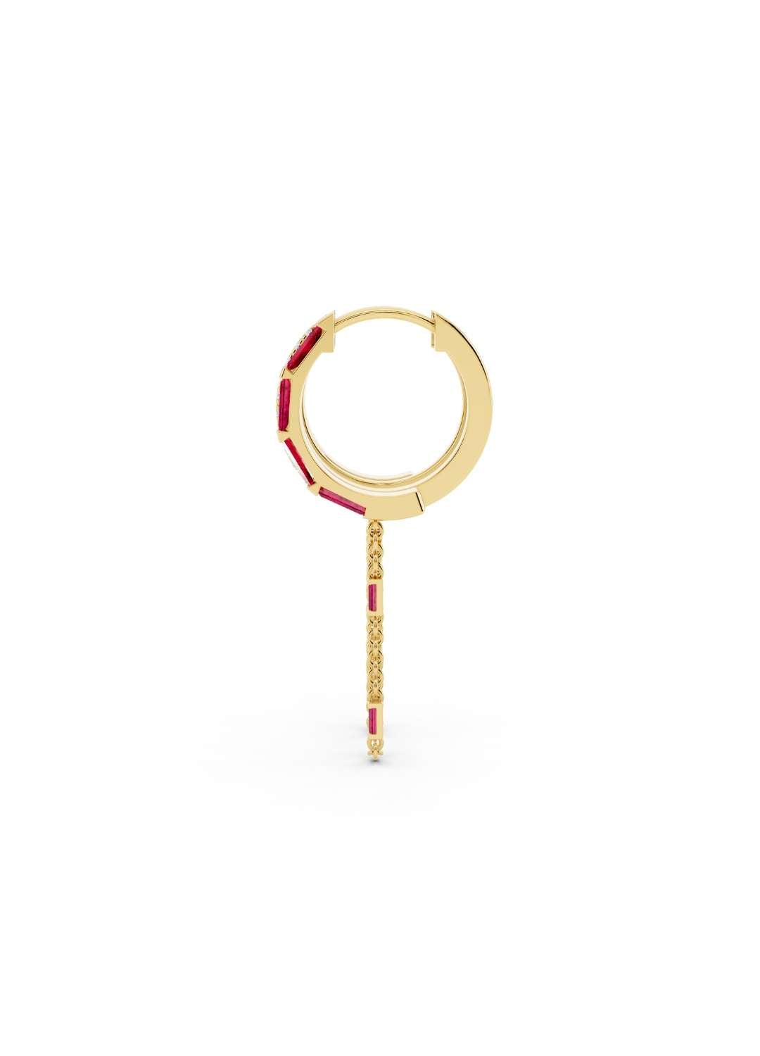 Ruby & Diamond Chain Hoop Earrings Image 3