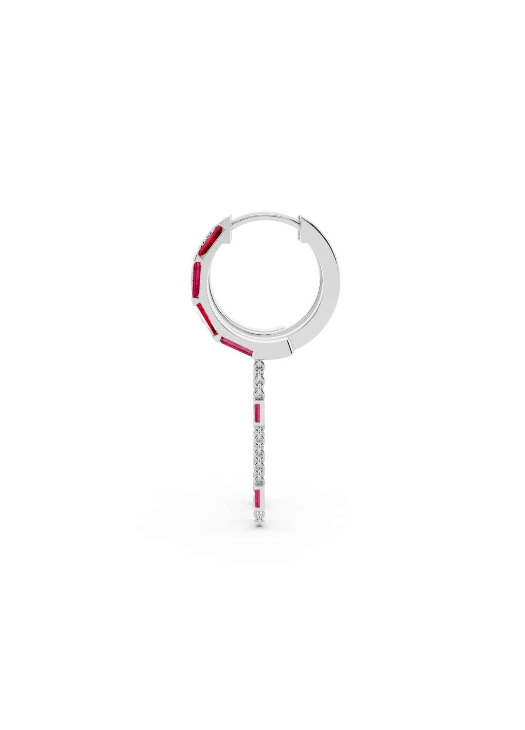 Ruby & Diamond Chain Hoop Earrings Image 11