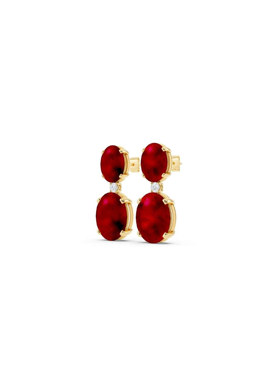 Ruby & Diamond Duo Oval Earrings - Image 2