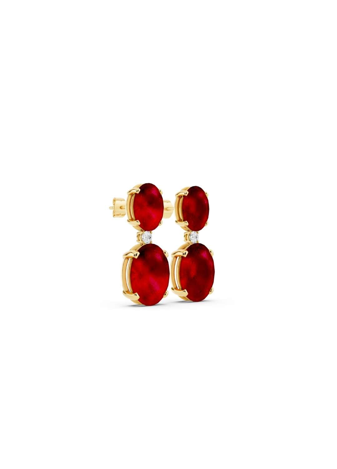 Ruby & Diamond Duo Oval Earrings - Image 4