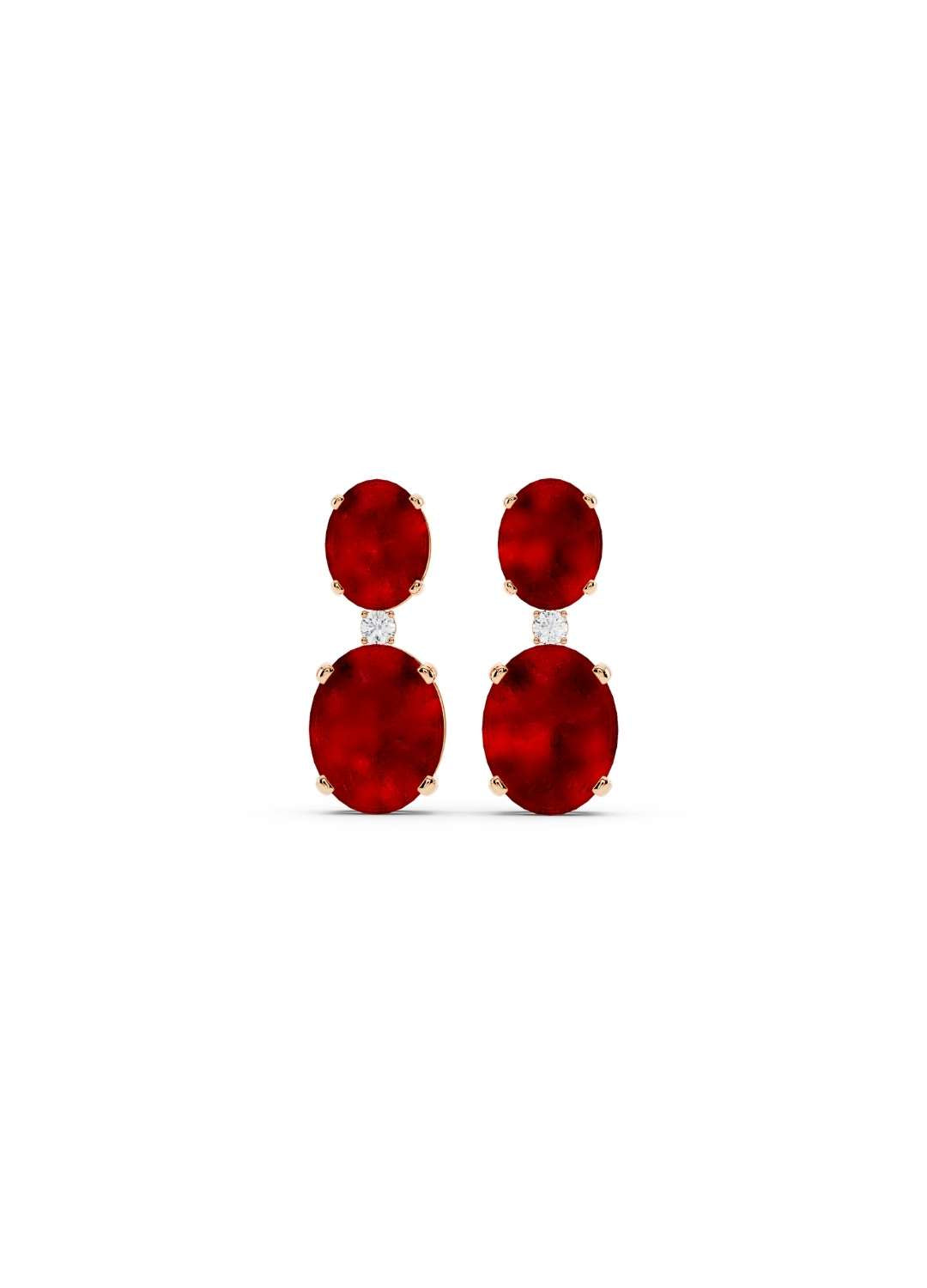 Ruby & Diamond Duo Oval Earrings - Image 6