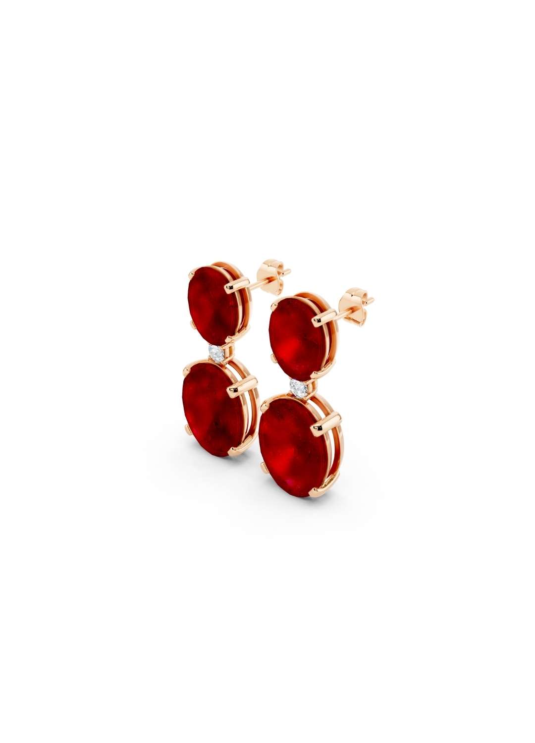Ruby & Diamond Duo Oval Earrings - Image 8