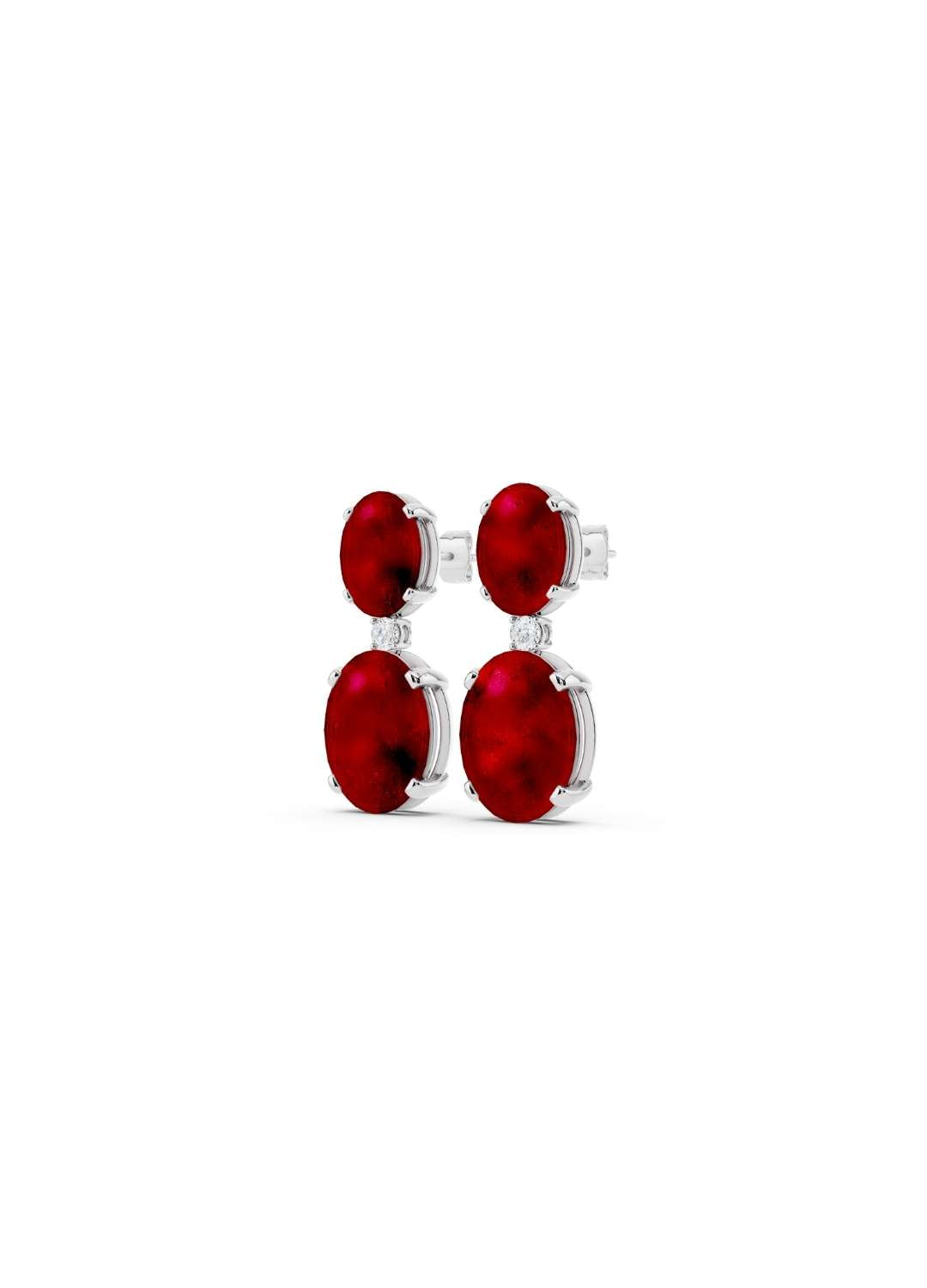 Ruby & Diamond Duo Oval Earrings - Image 12