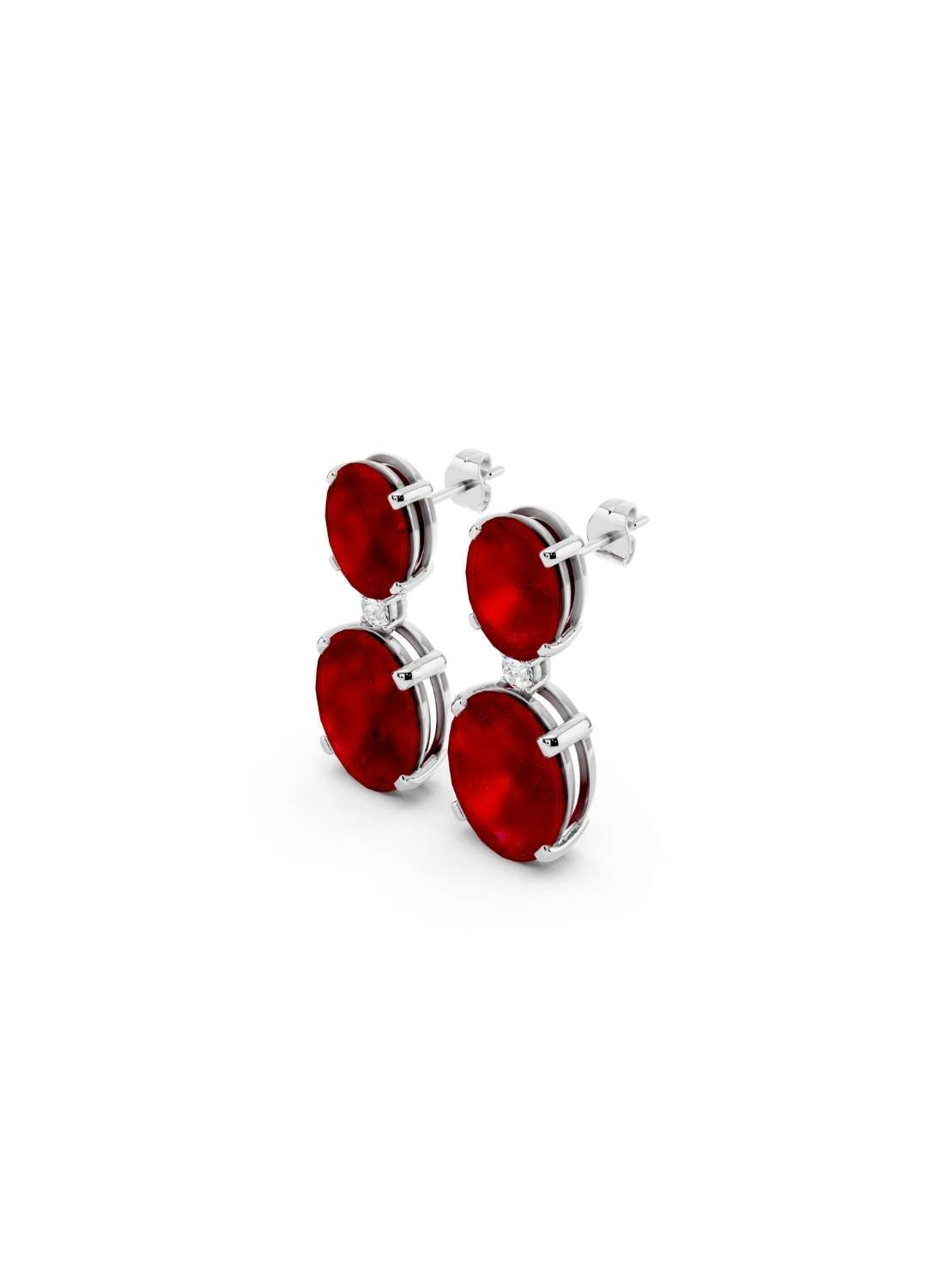 Ruby & Diamond Duo Oval Earrings - Image 13