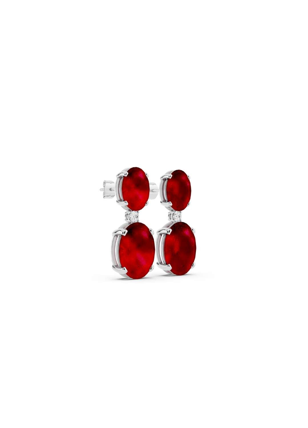 Ruby & Diamond Duo Oval Earrings - Image 14