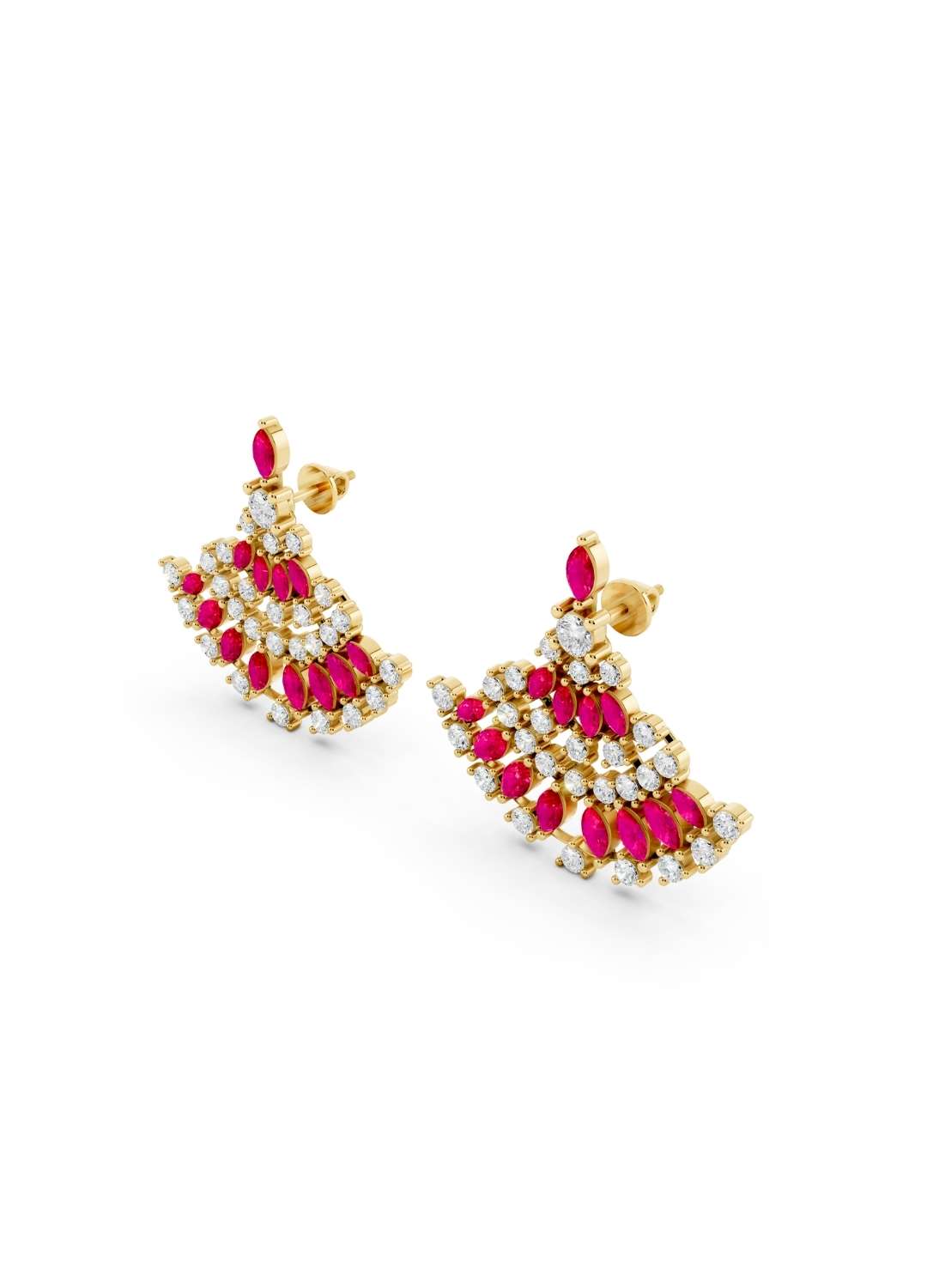 Ruby and Diamond Ethnic Earrings Image 3