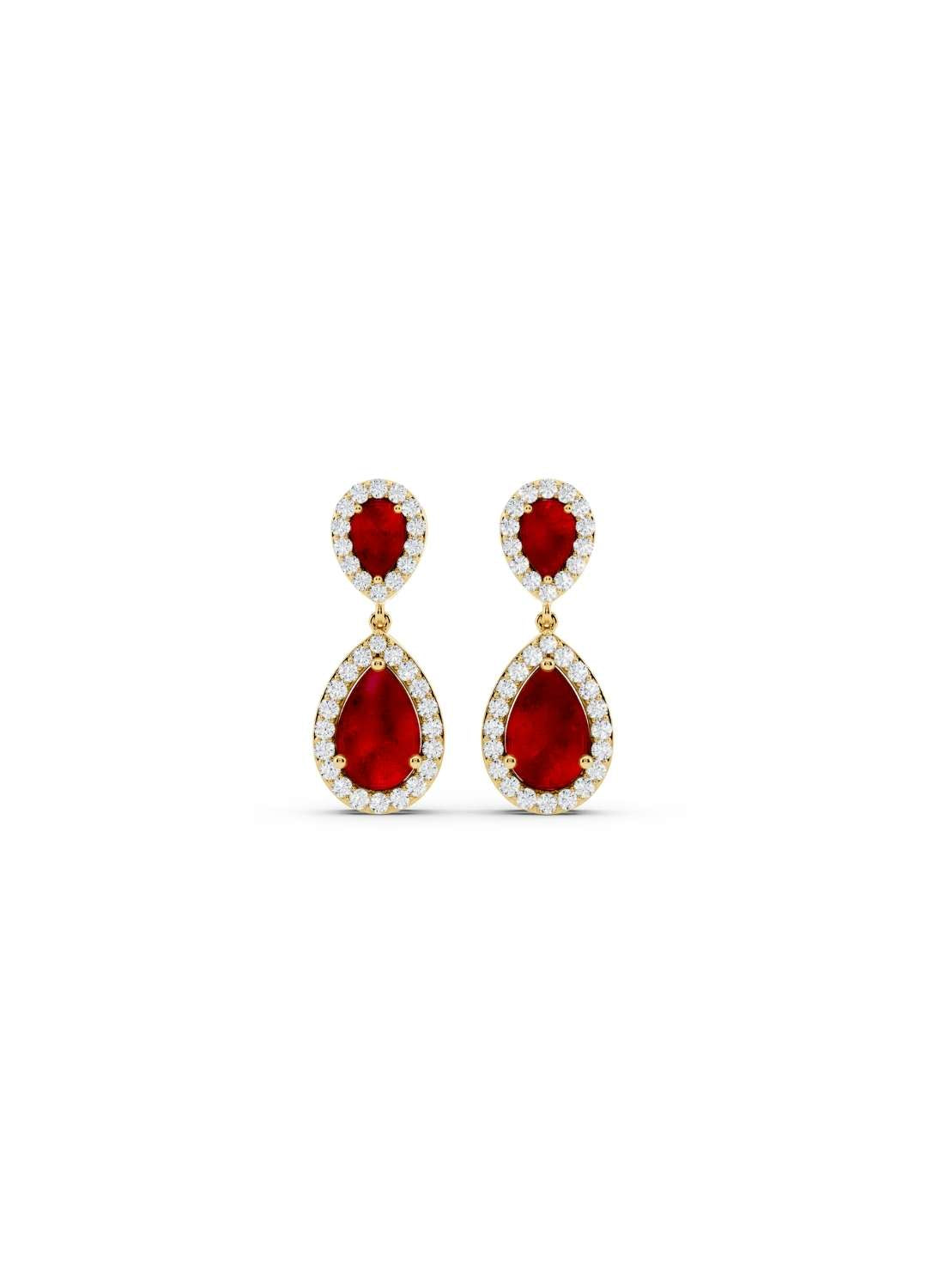 Ruby & Diamond Teardrop Earrings Image 1