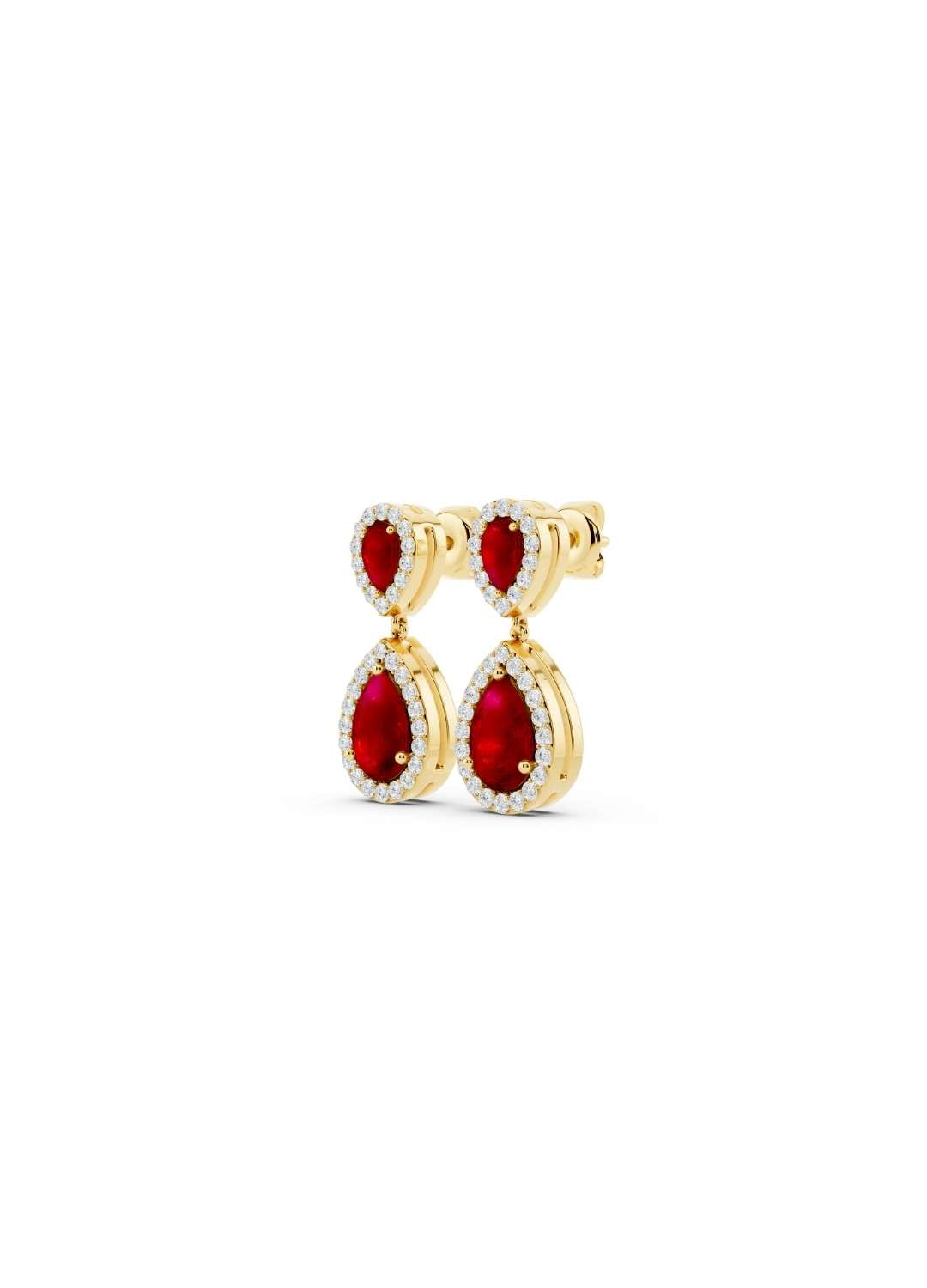 Ruby & Diamond Teardrop Earrings Image 2