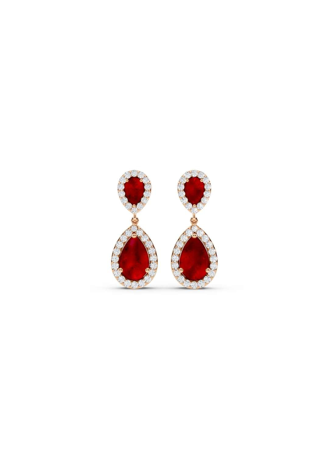 Ruby & Diamond Teardrop Earrings Image 5