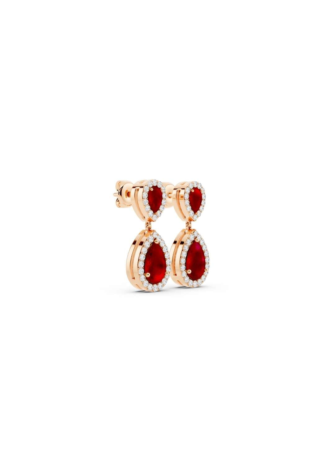 Ruby & Diamond Teardrop Earrings Image 7