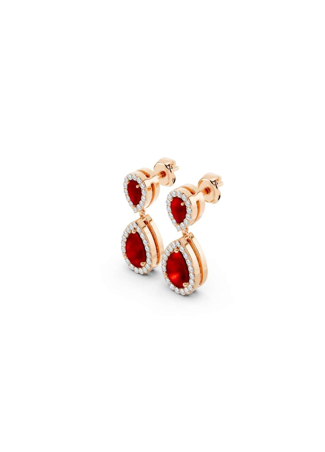 Ruby & Diamond Teardrop Earrings Image 8