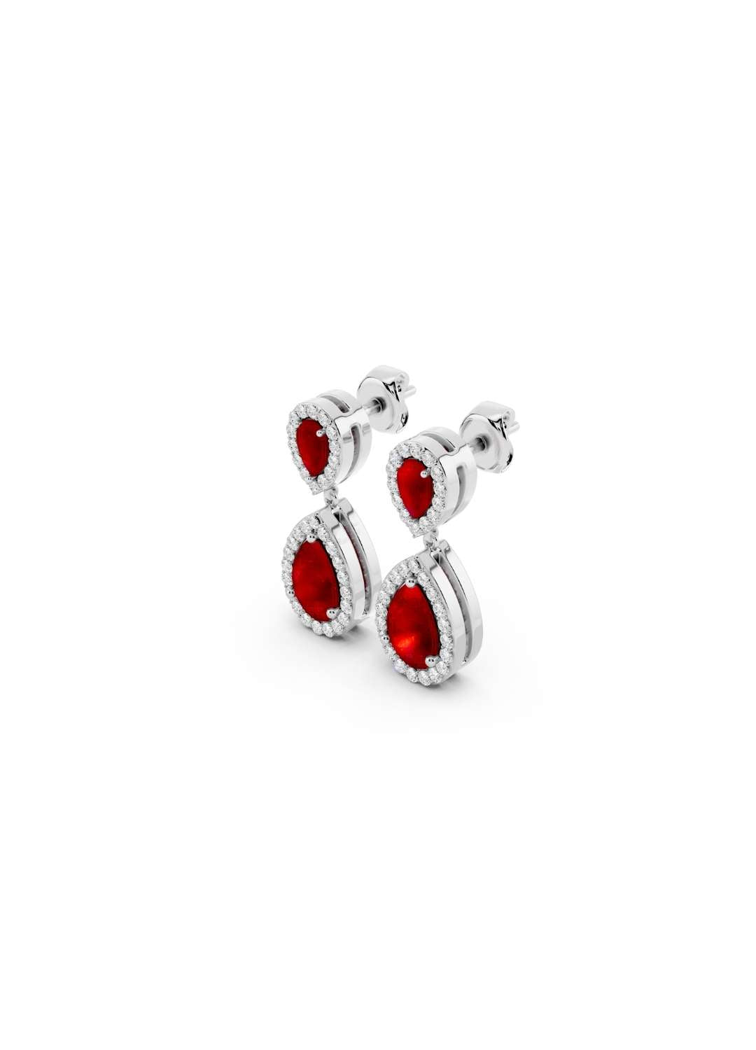 Ruby & Diamond Teardrop Earrings Image 11