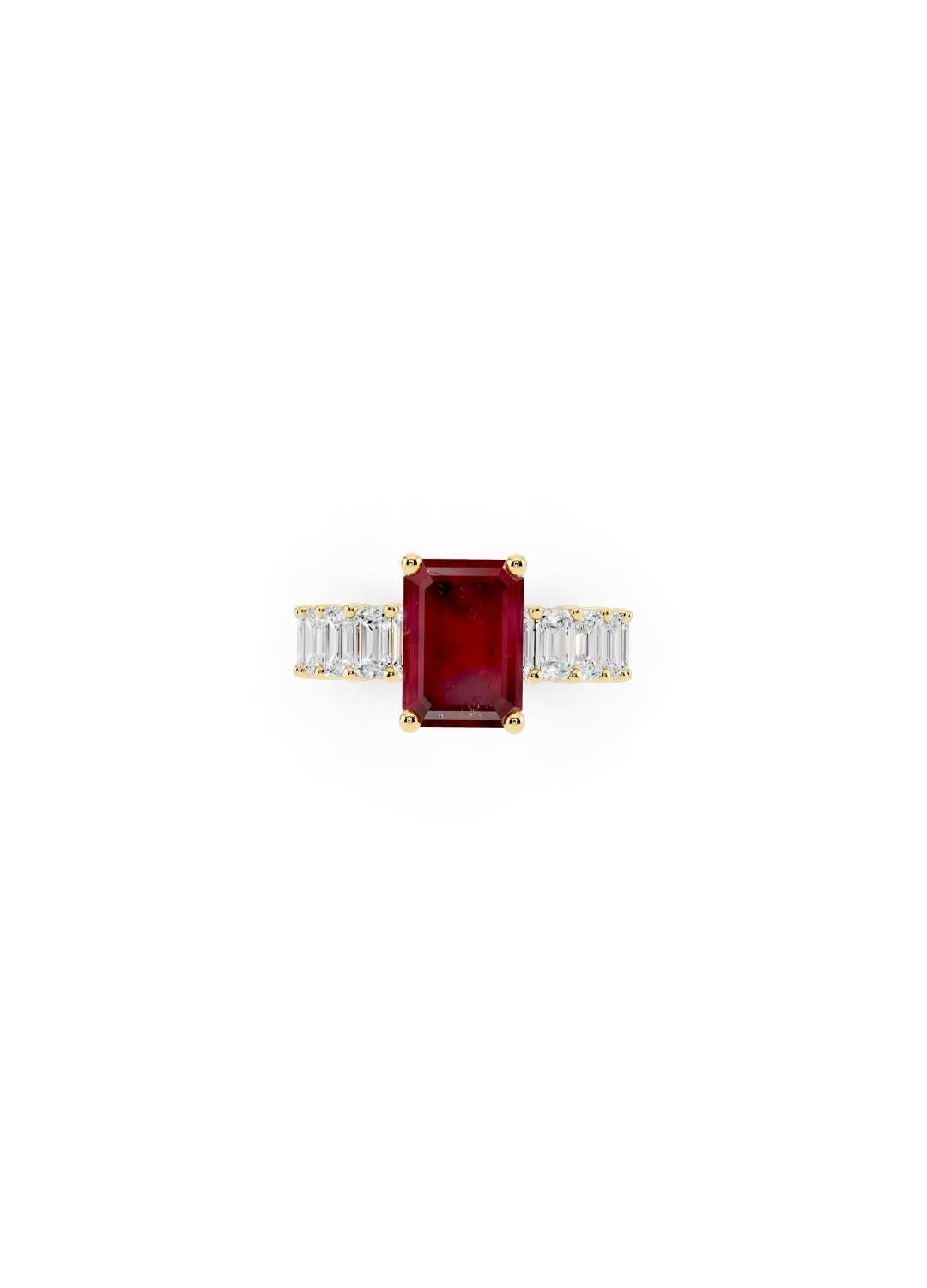 Ruby & Emerald Cut Diamond Band Ring Image 1