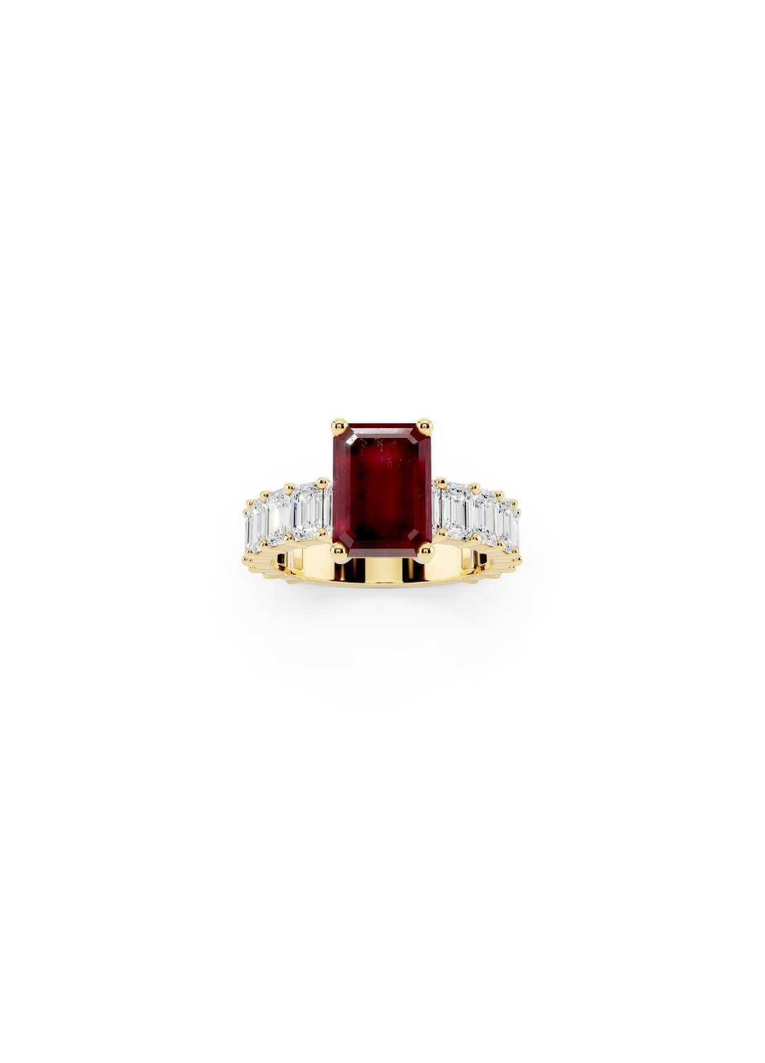 Ruby & Emerald Cut Diamond Band Ring Image 1