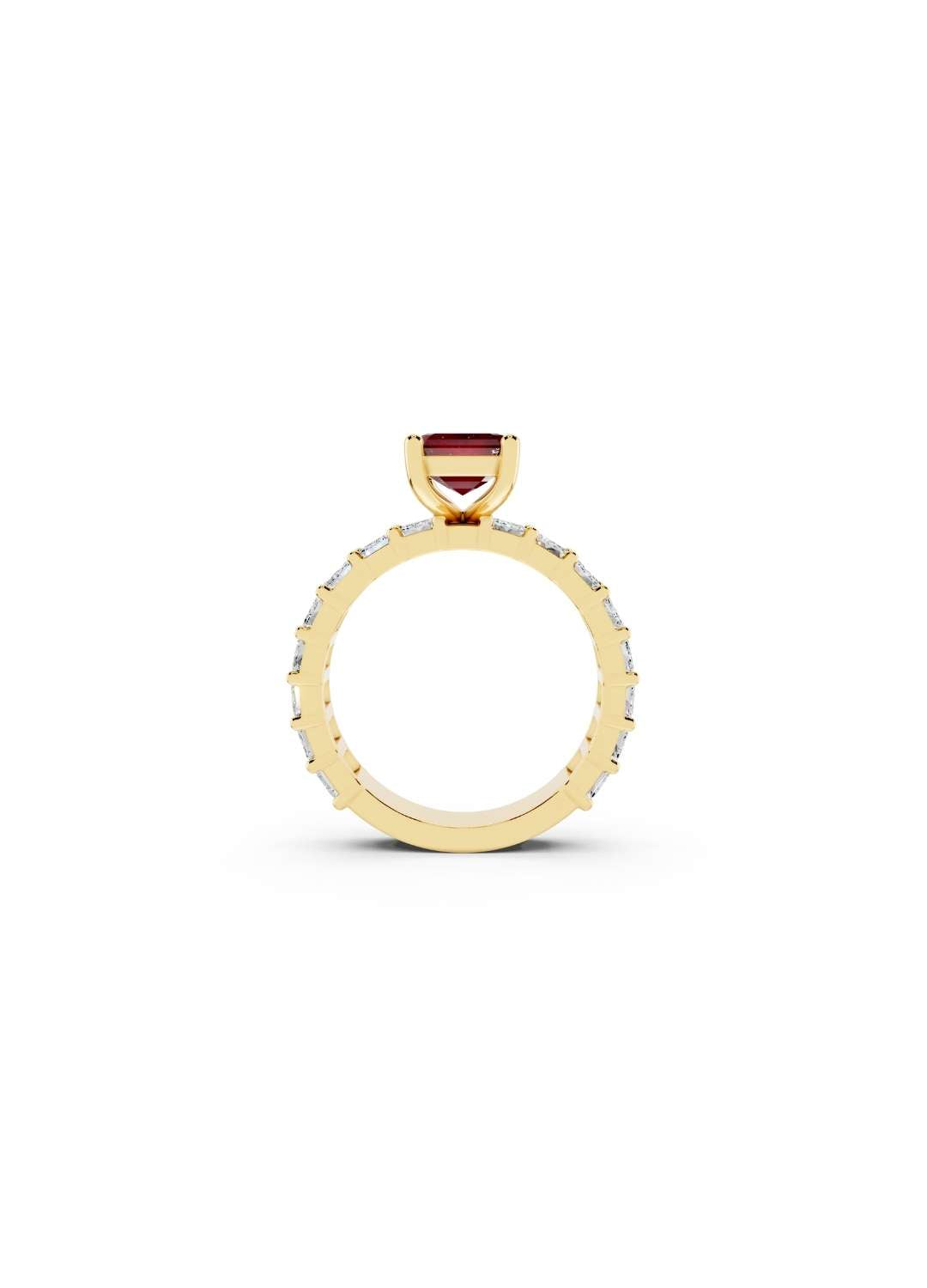 Ruby & Emerald Cut Diamond Band Ring Image 4