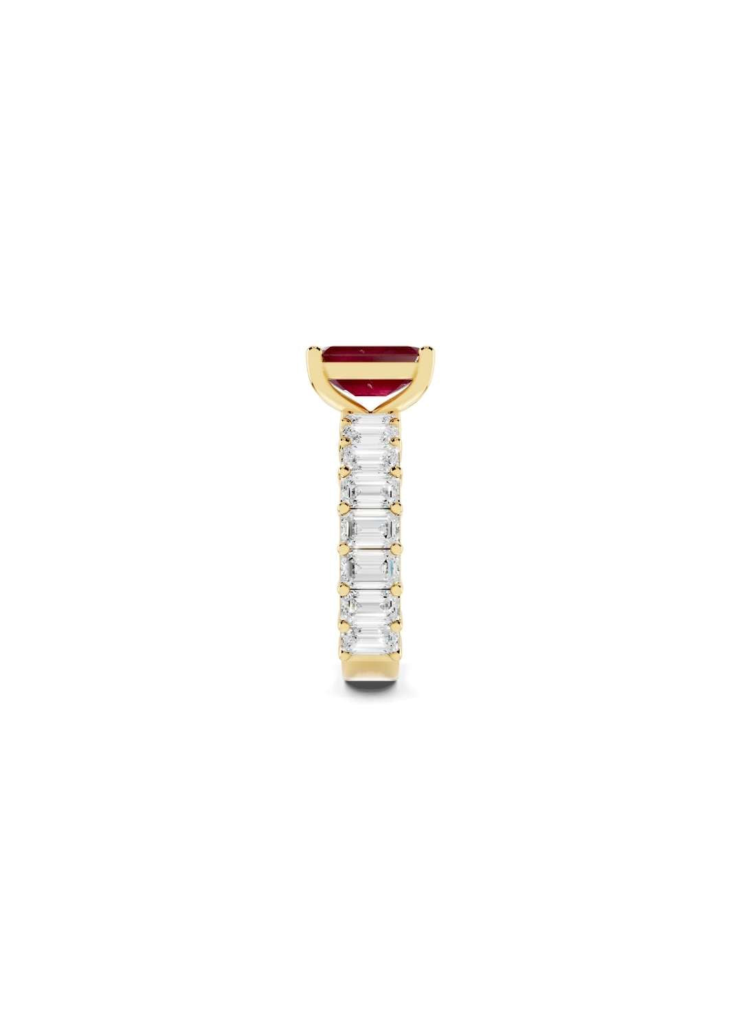 Ruby & Emerald Cut Diamond Band Ring Image 5