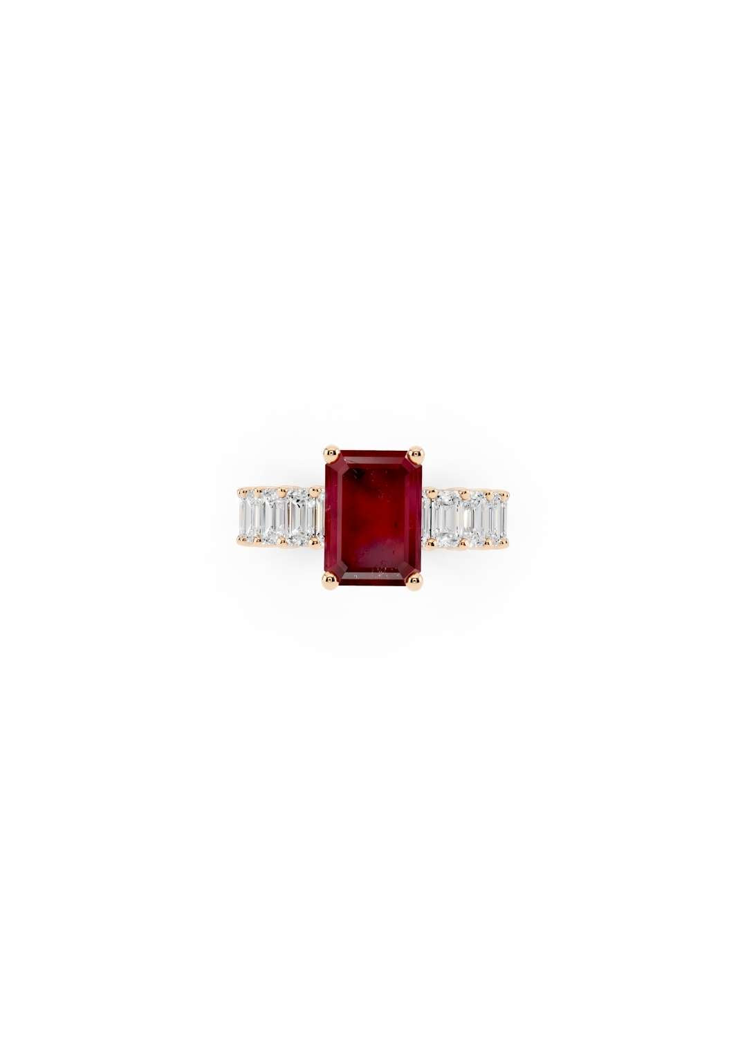 Ruby & Emerald Cut Diamond Band Ring Image 6