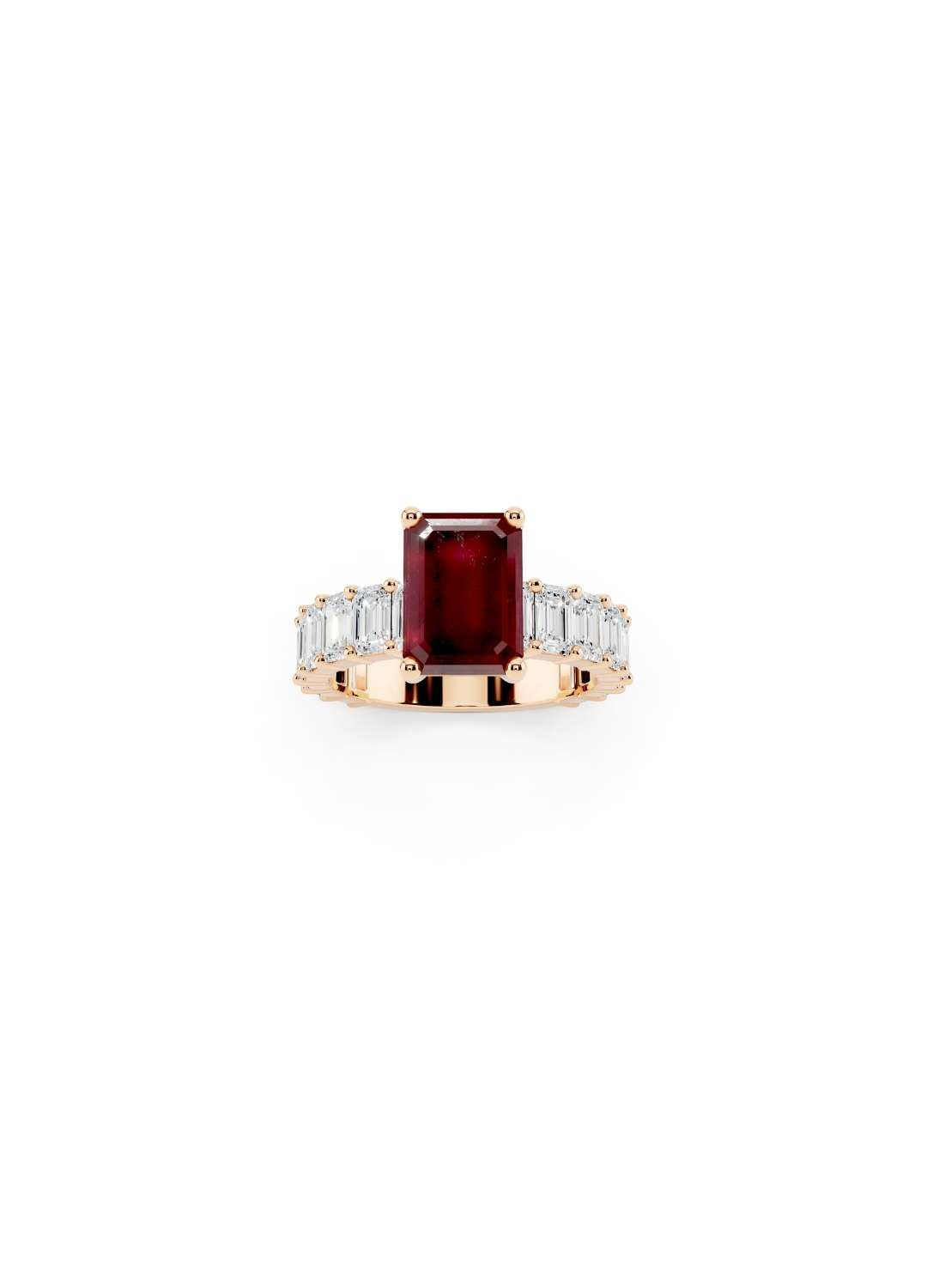 Ruby & Emerald Cut Diamond Band Ring Image 7