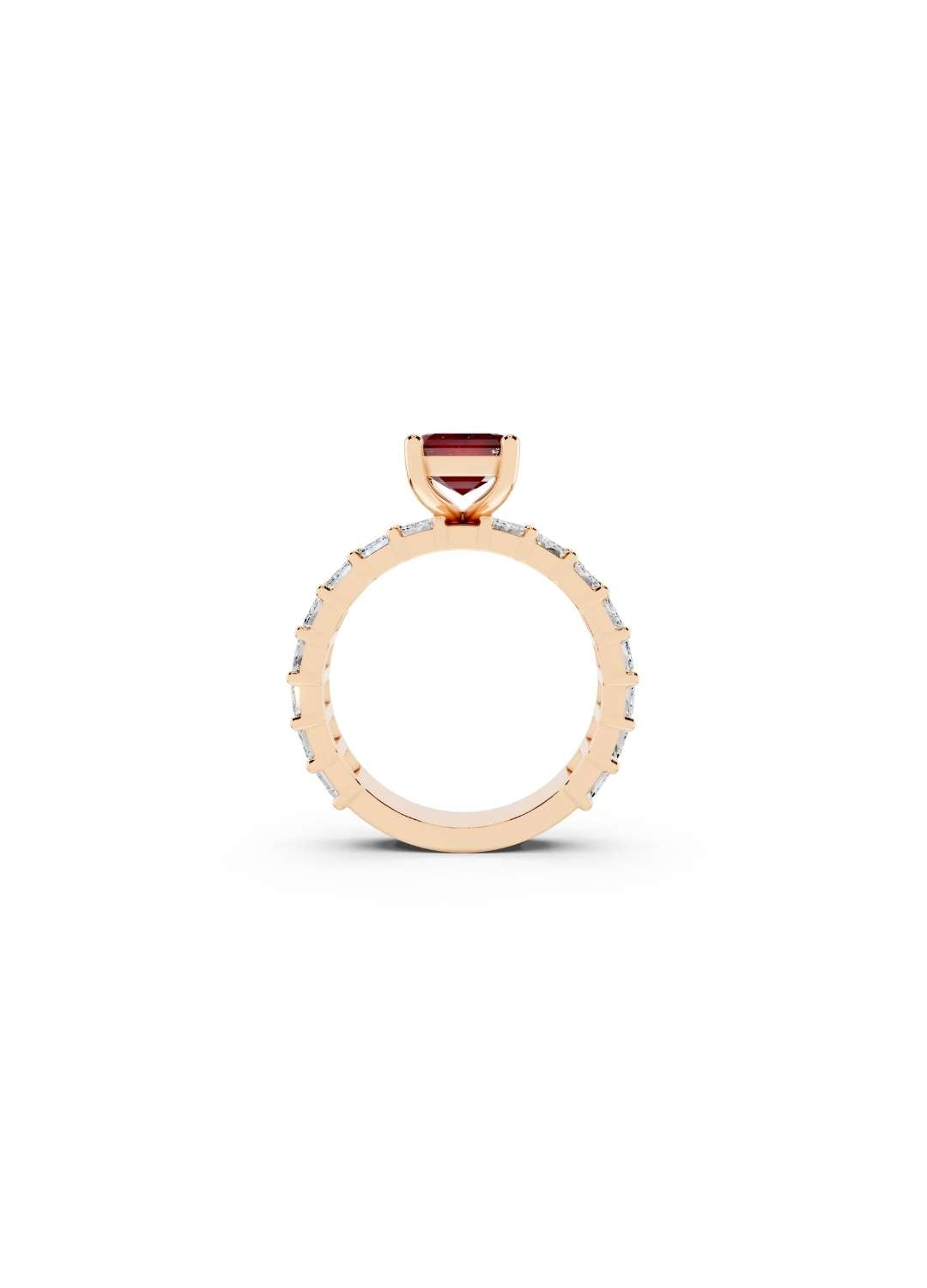 Ruby & Emerald Cut Diamond Band Ring Image 9