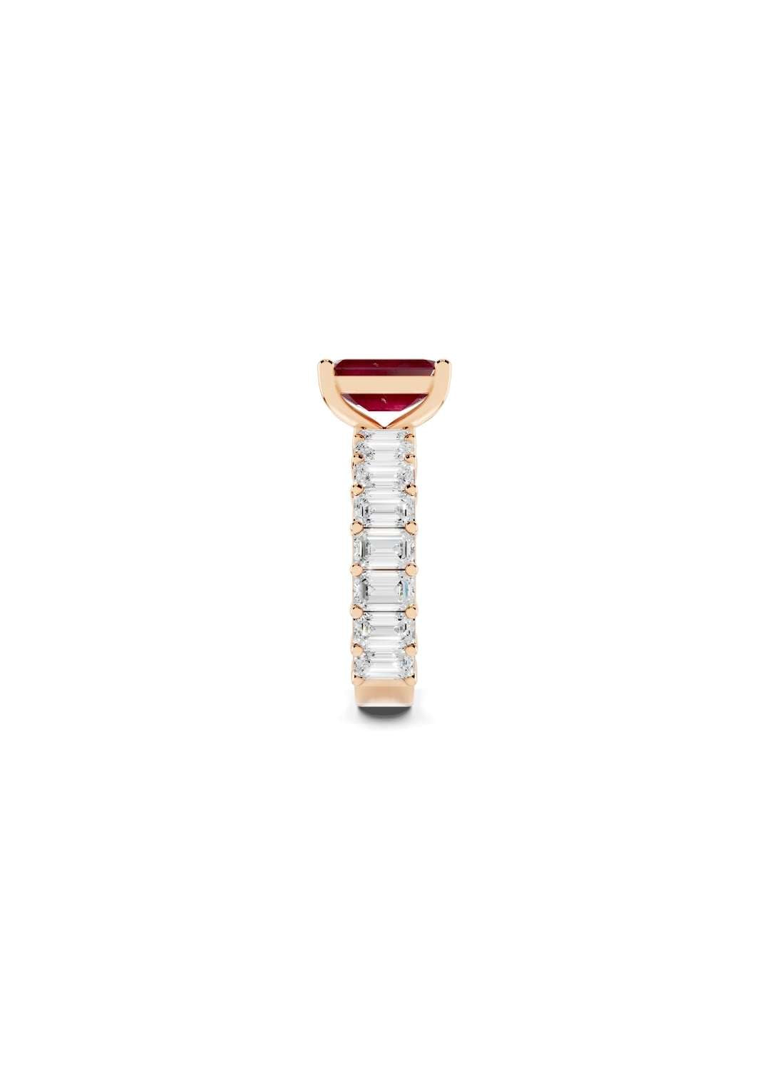 Ruby & Emerald Cut Diamond Band Ring Image 10