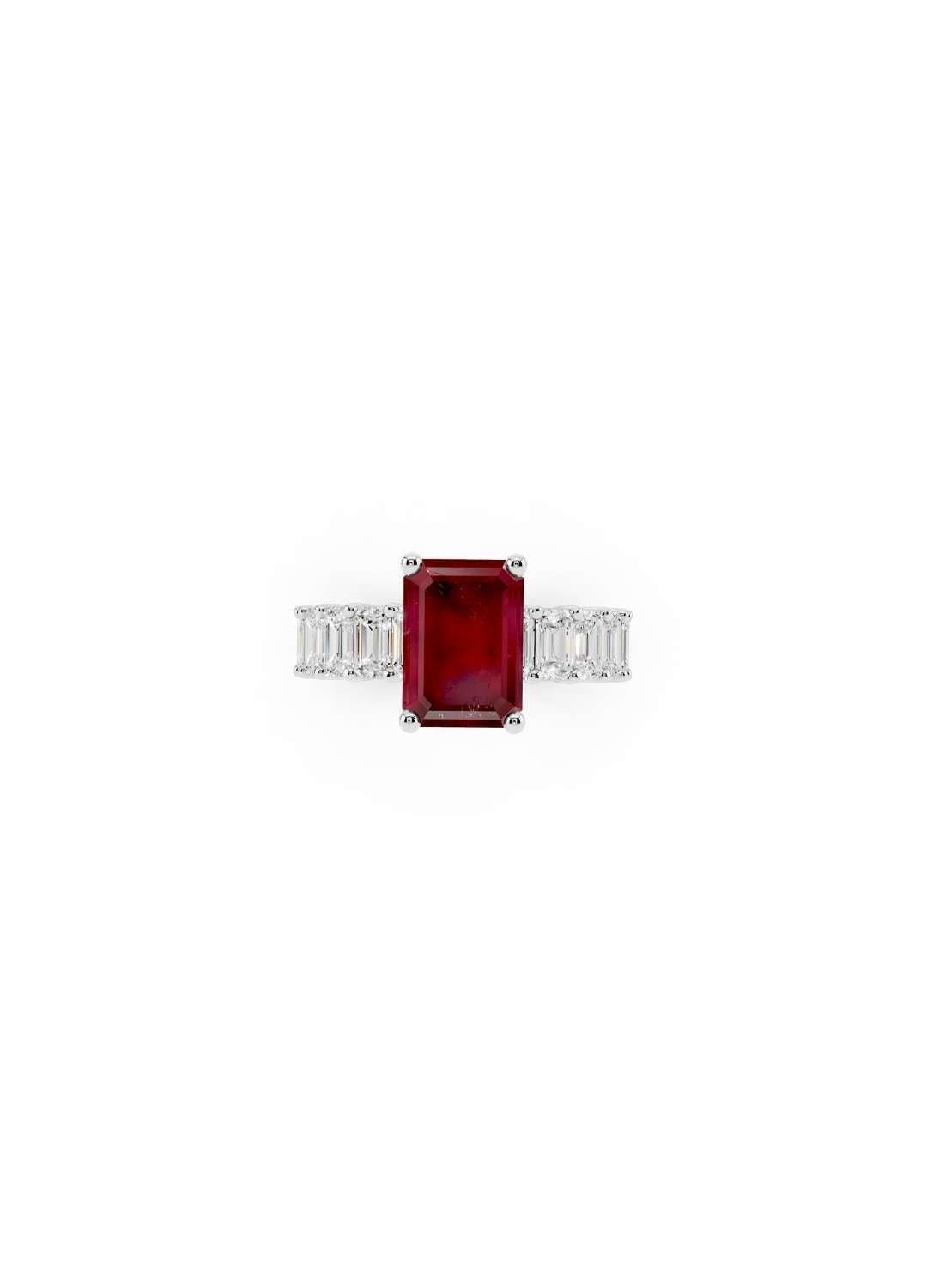 Ruby & Emerald Cut Diamond Band Ring Image 11