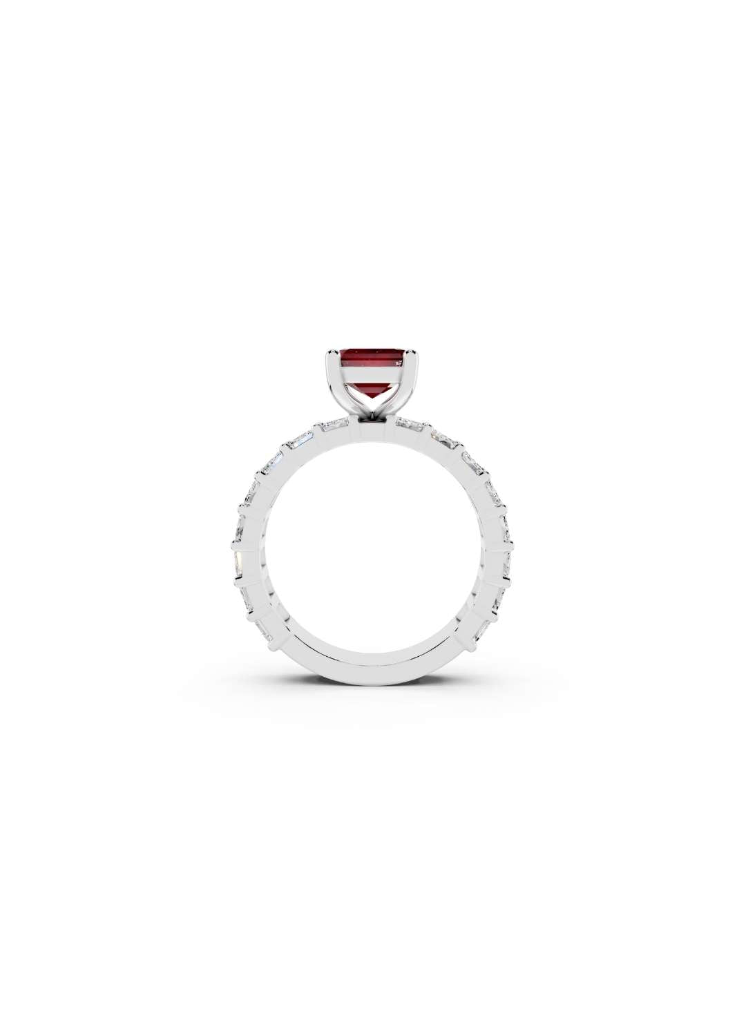 Ruby & Emerald Cut Diamond Band Ring Image 14