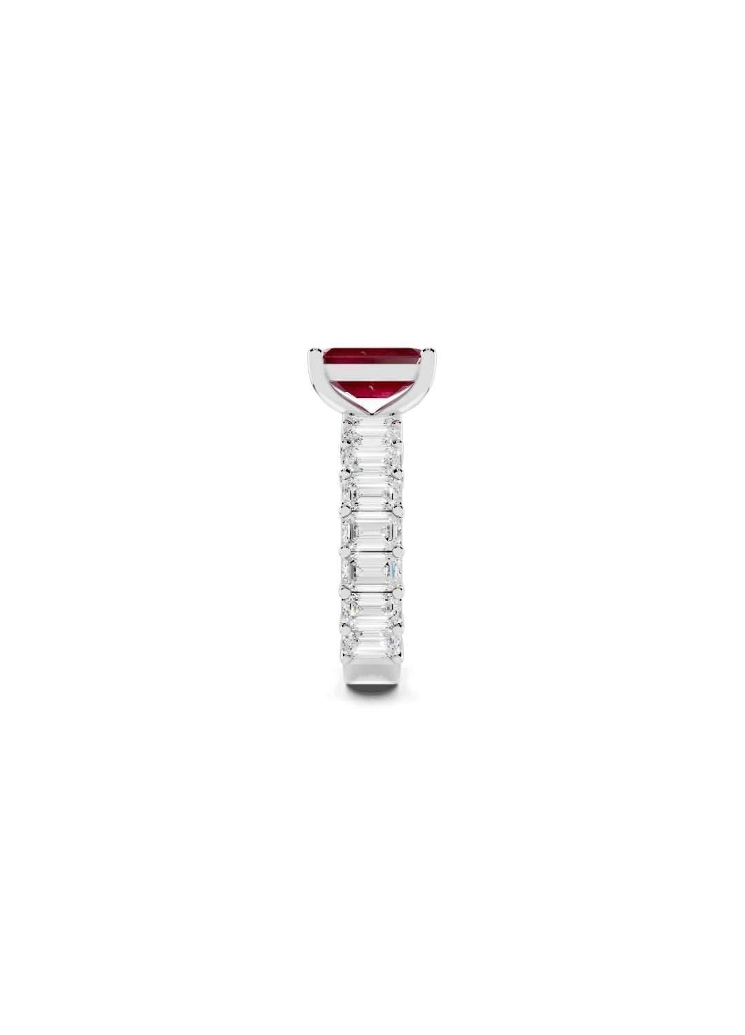 Ruby & Emerald Cut Diamond Band Ring Image 15