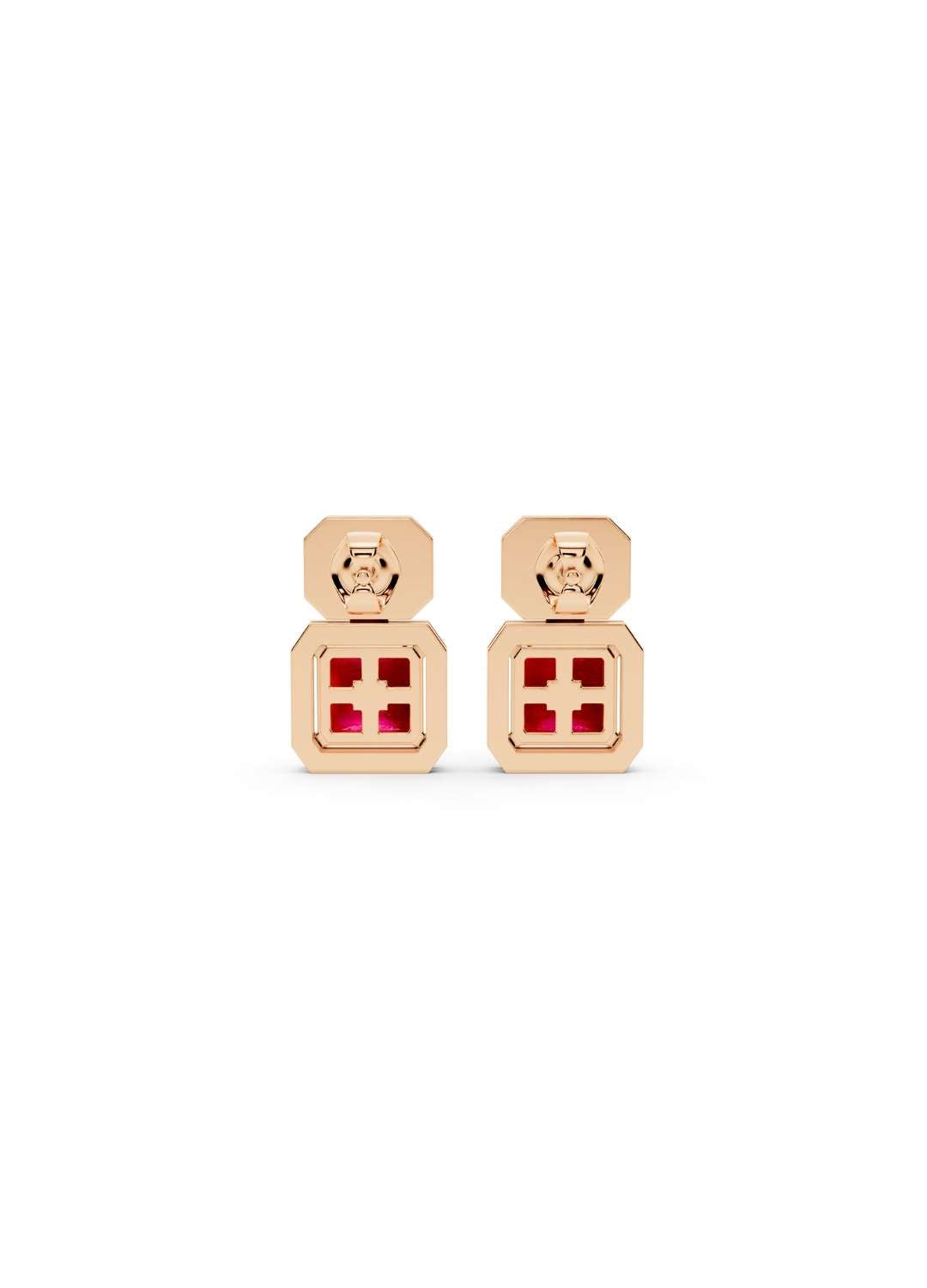 Ruby & Emerald Cut Diamond Halo Earrings Image 10