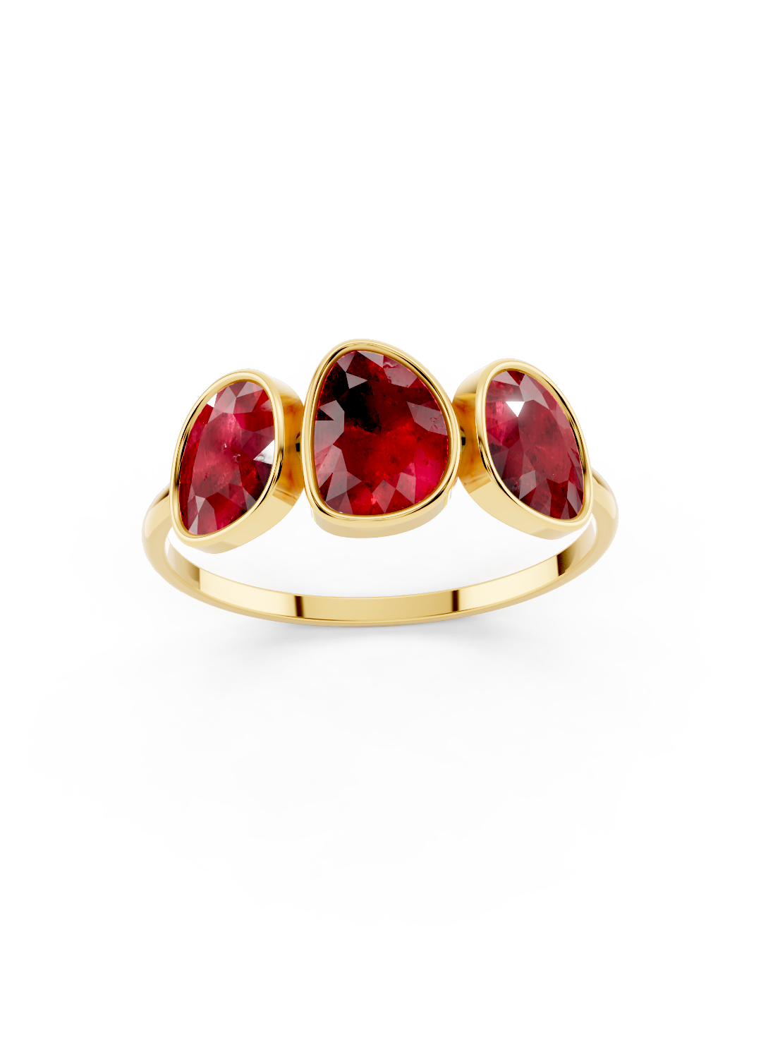 Ruby Organic Three-Stone Ring