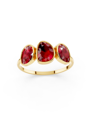 Ruby Organic Three-Stone Ring