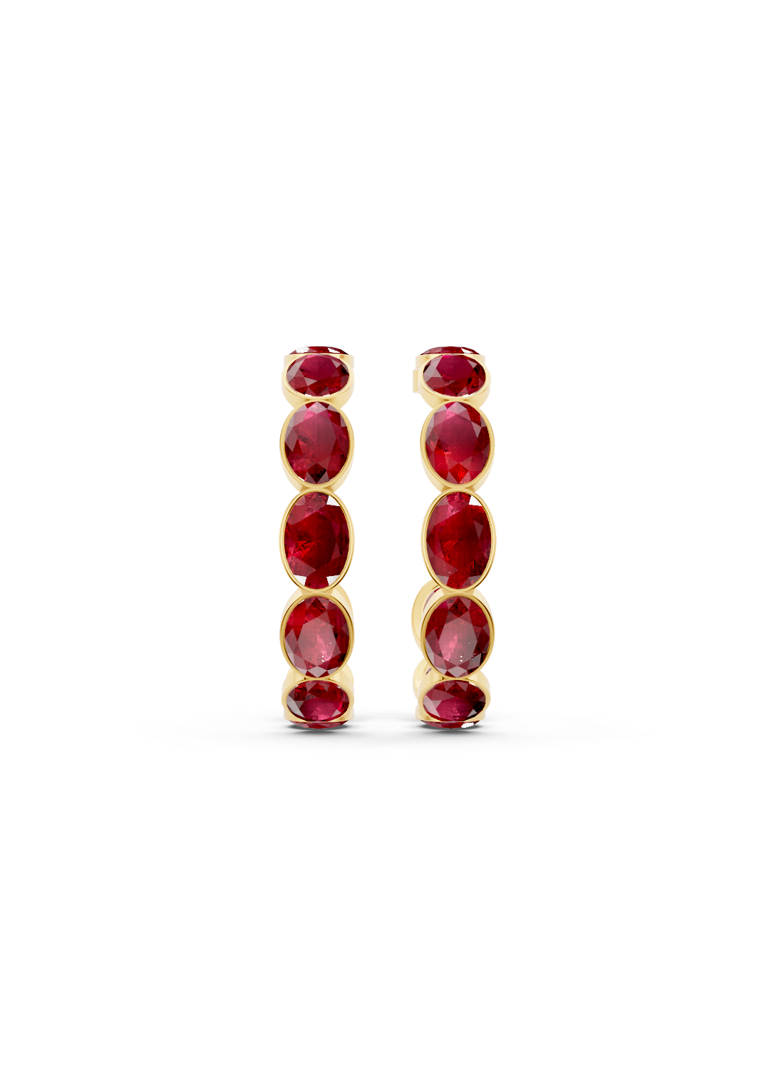 Ruby Bezel-Set Hoop Earrings