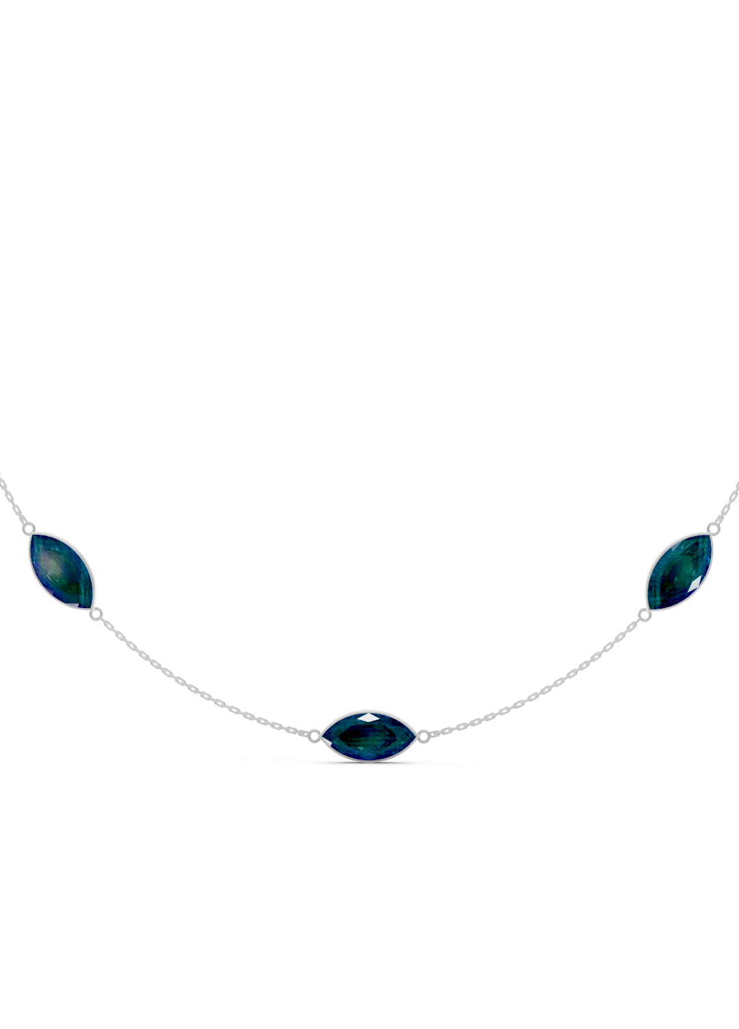 Blue Topaz Marquise Bezel Necklace