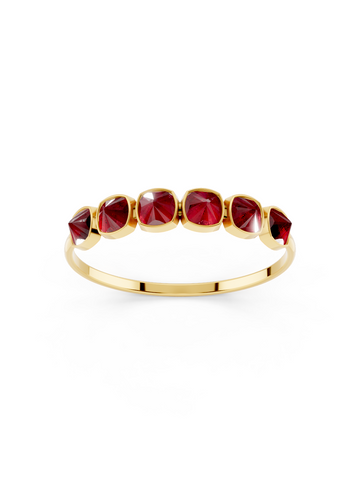 Ruby Pyramid Half Ring