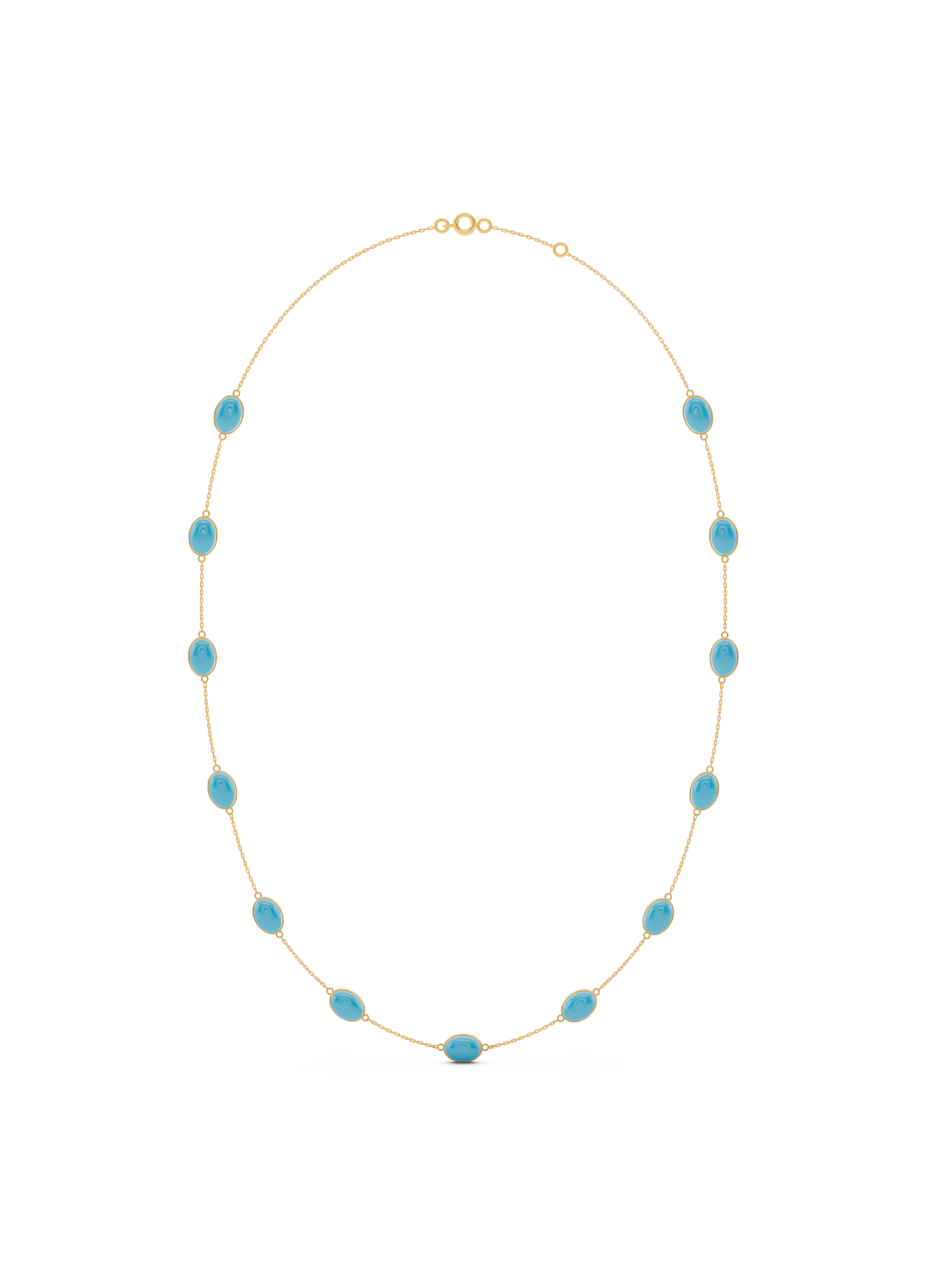 Turquoise Bezel-Set Gold Necklace