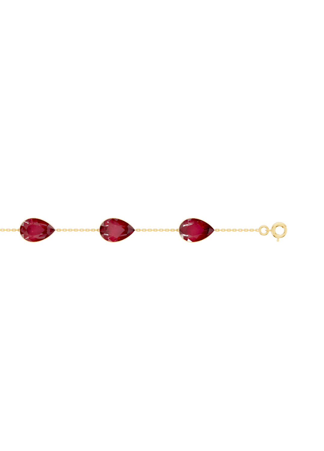 Pear-Cut Ruby Bezel-Set Delicate Bracelet