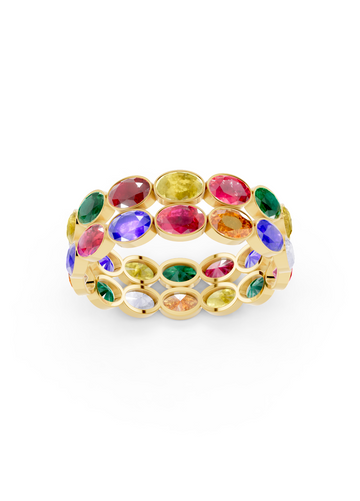 Multi Sapphire Oval Double-Row Eternity Ring