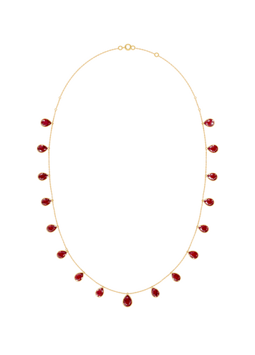 Ruby Drop Bezel-Set Necklace