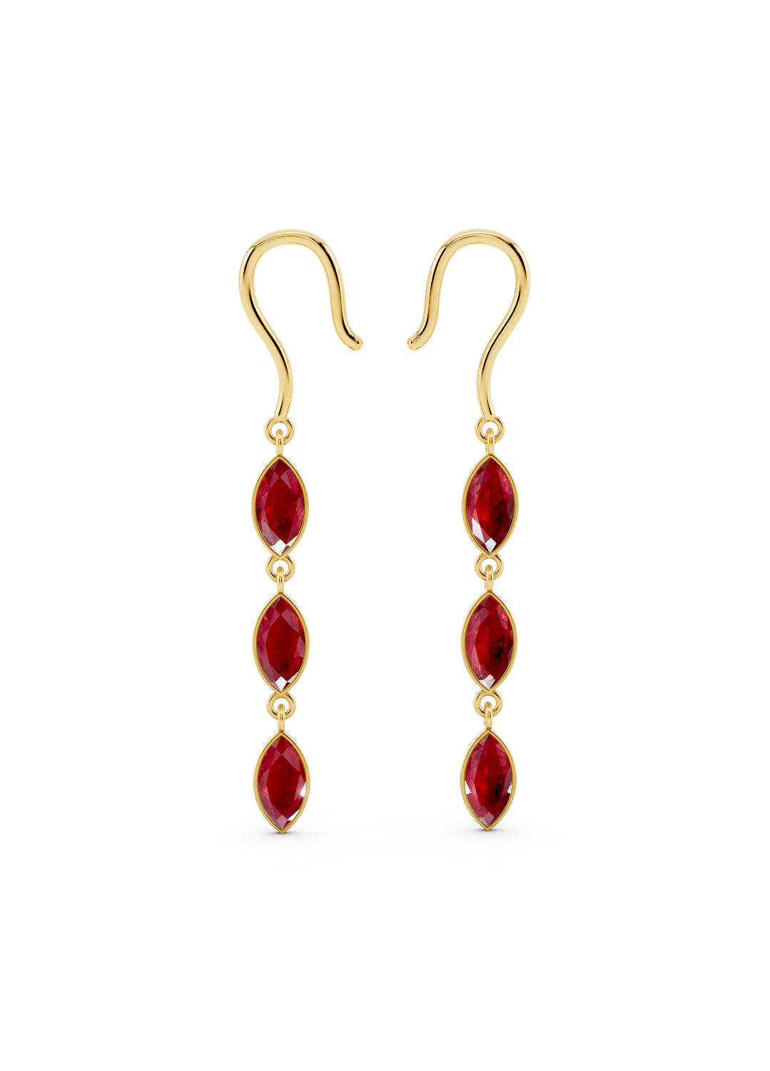 Triple Marquise Ruby Drop Earrings