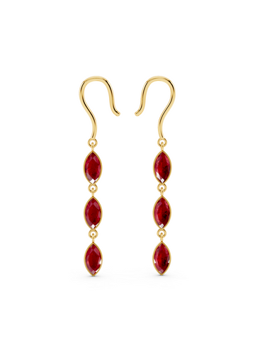 Triple Marquise Ruby Drop Earrings