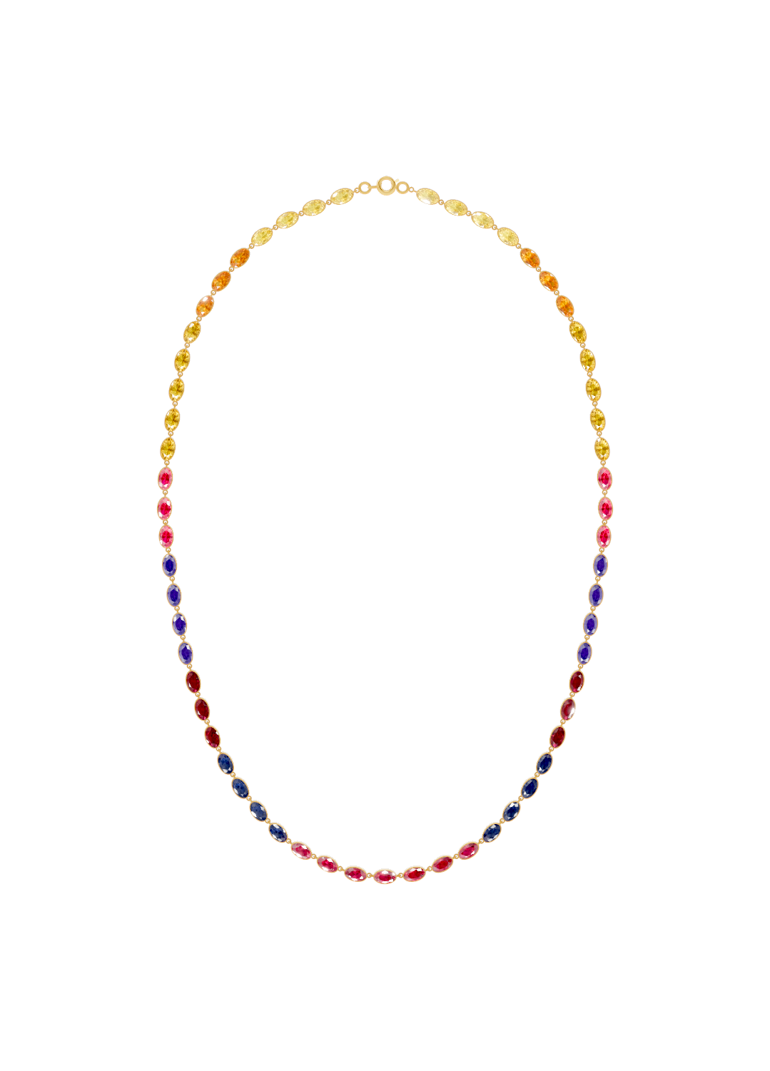 Rainbow Gradient Bezel-Set Gold Necklace
