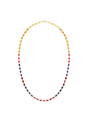 Rainbow Gradient Bezel-Set Gold Necklace