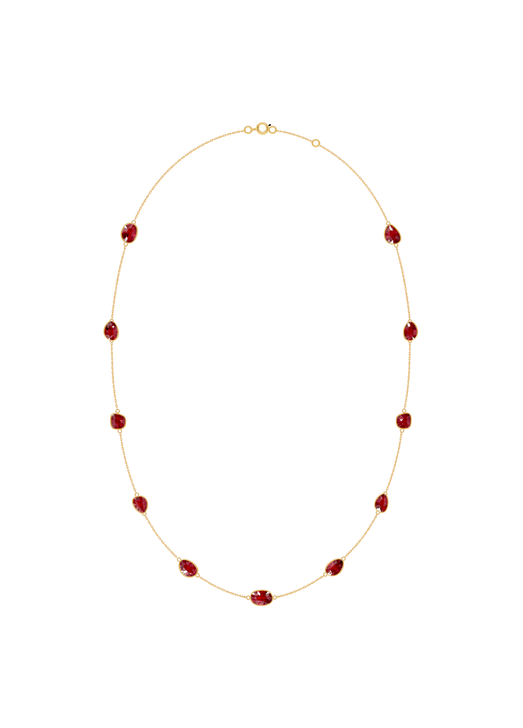 Cushion-Cut Ruby Bezel Necklace