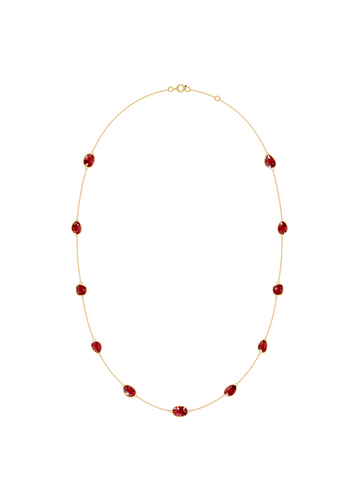 Cushion-Cut Ruby Bezel Necklace