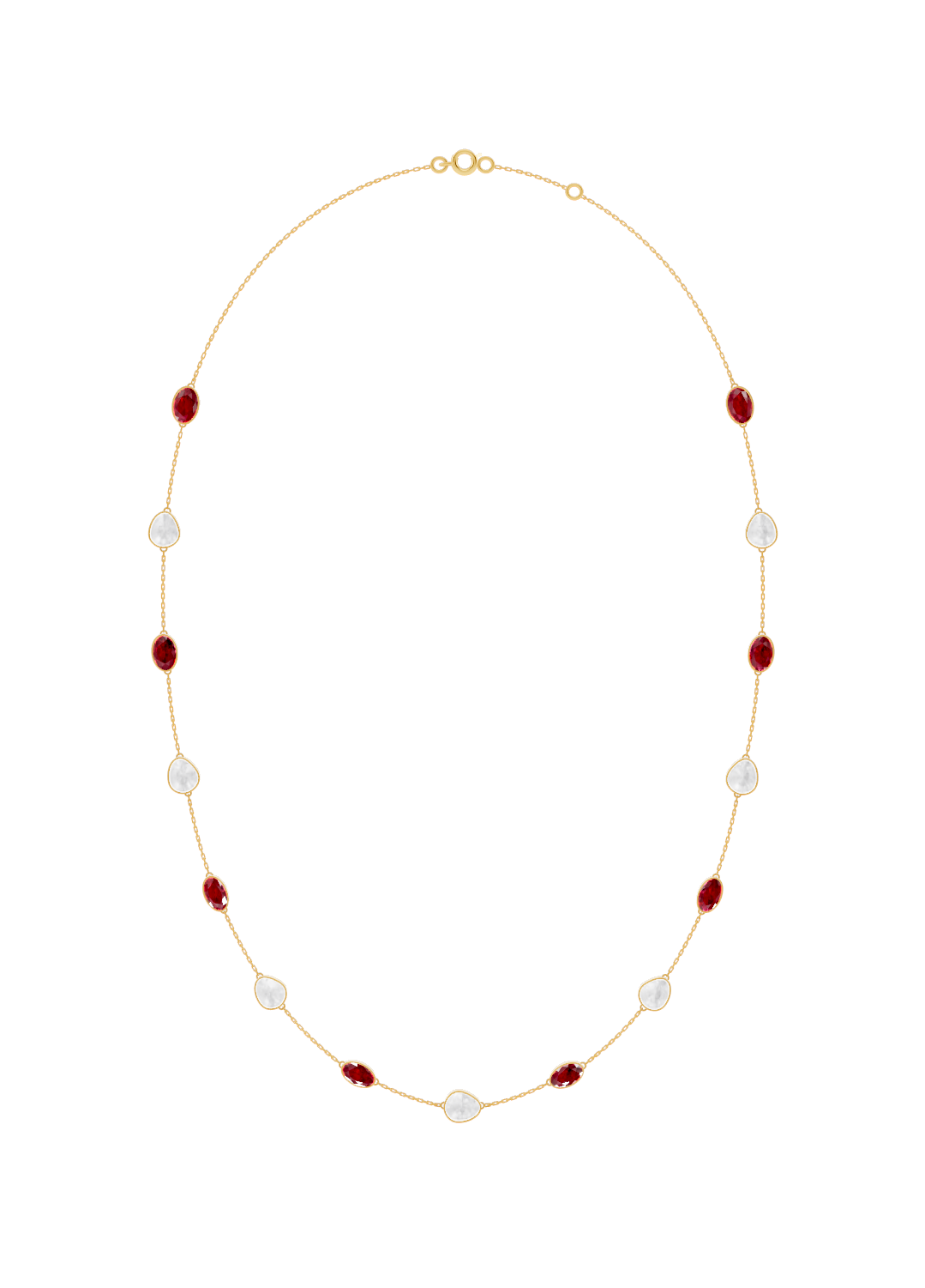 Ruby and Opal Bezel-Set Necklace