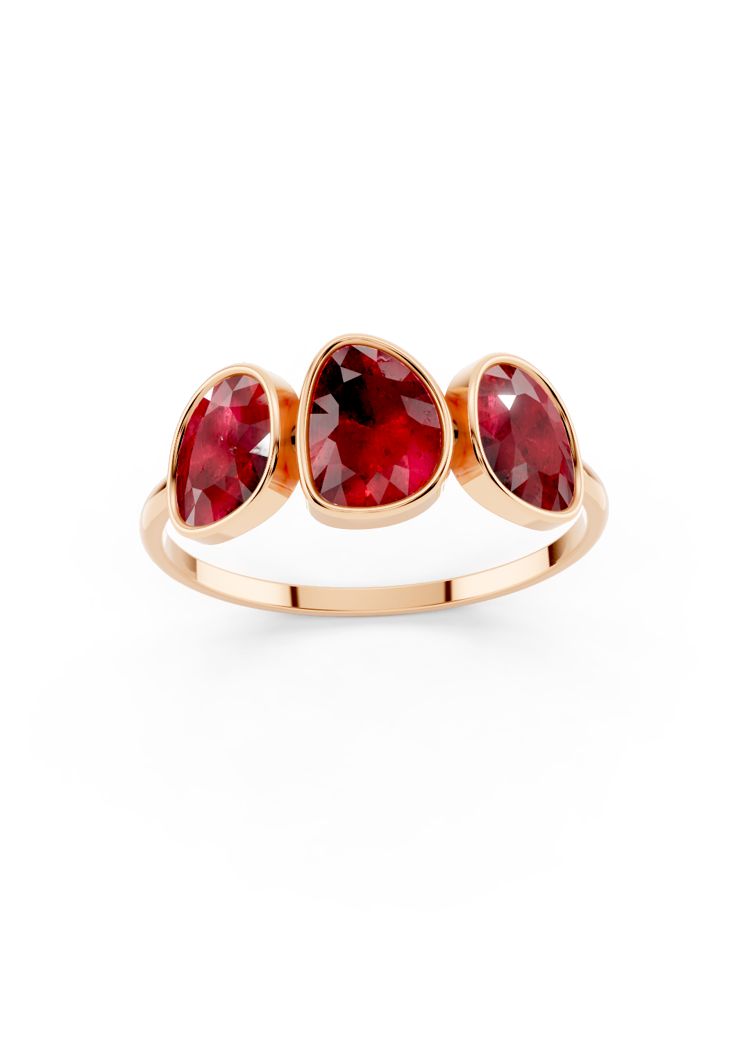 Ruby Organic Three-Stone Ring