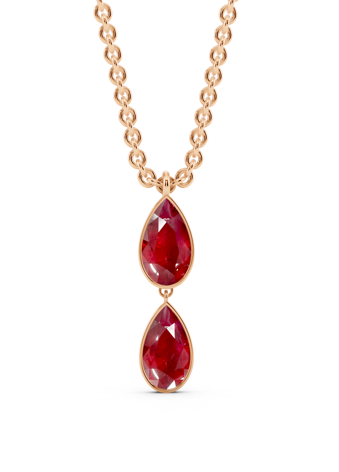 Double Ruby Drop Pendant