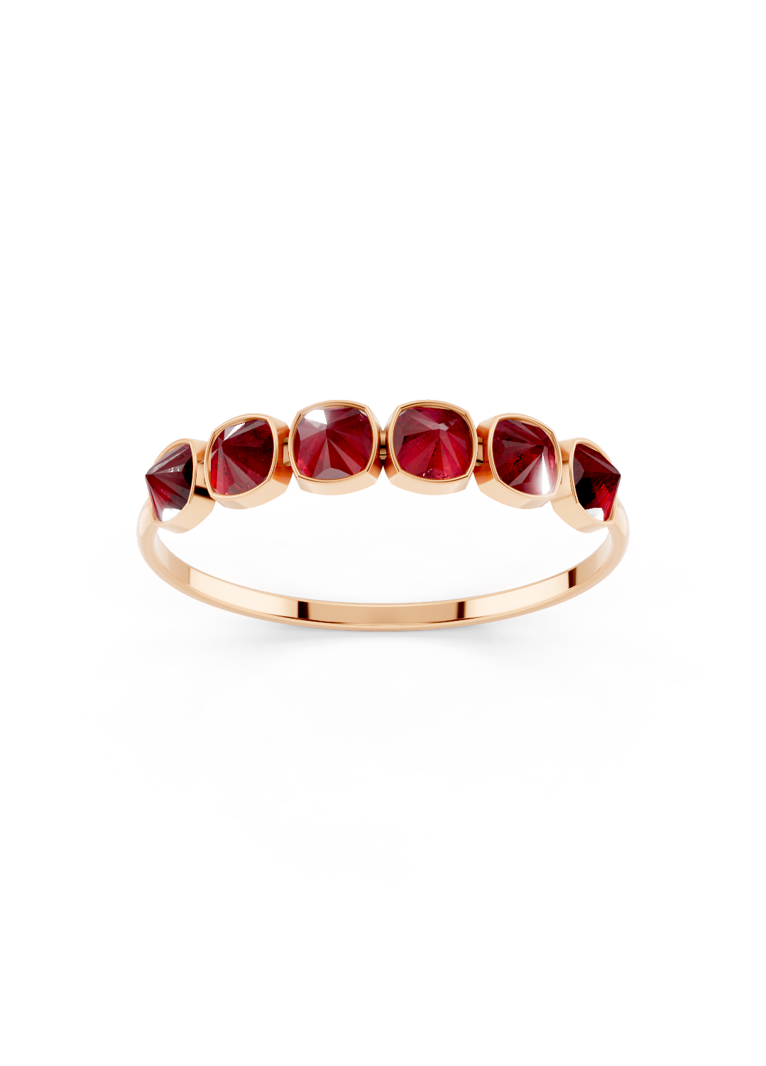 Ruby Pyramid Half Ring