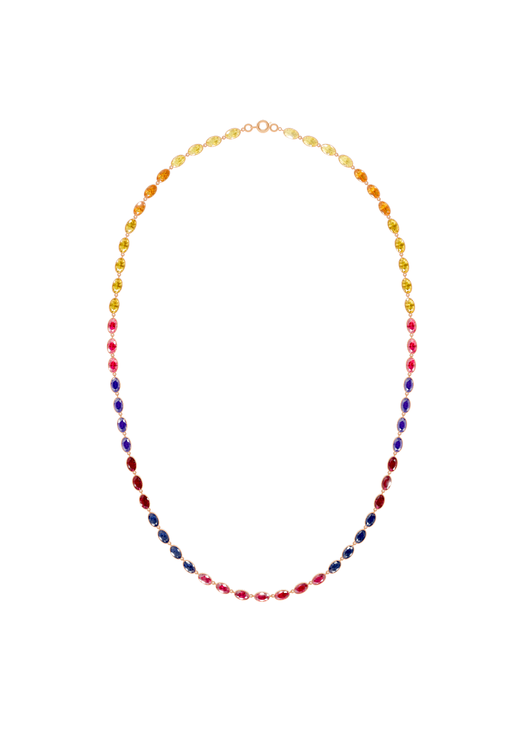 Rainbow Gradient Bezel-Set Gold Necklace