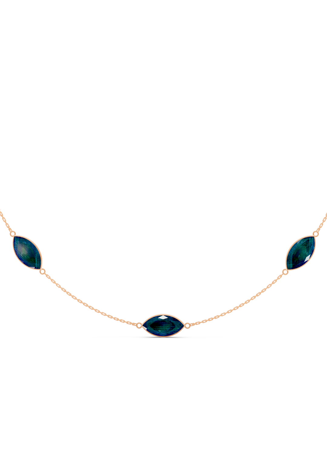 Blue Topaz Marquise Bezel Necklace