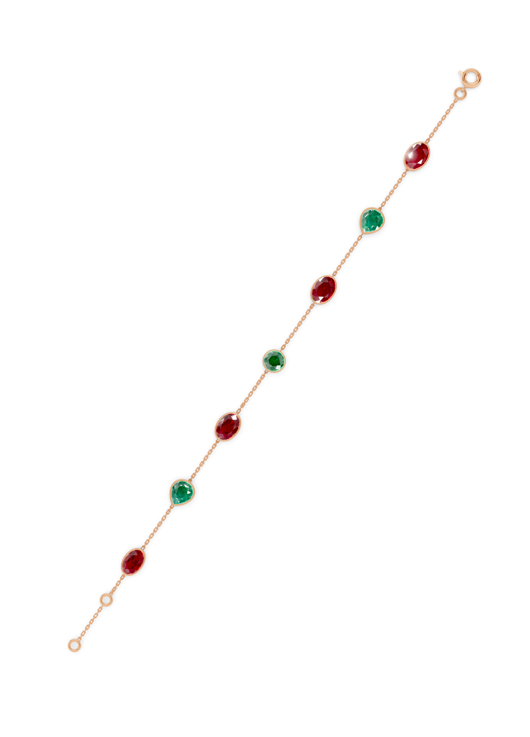 Ruby and Emerald Duet Solitaire Strand Bracelet